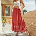 thumbnail image 7 of Boho Skirts for Women High Waist Ruffle Skirt Pleated Maxi Skirt Casual Flowy Swing A Line Beach Long Skirts, 7 of 7