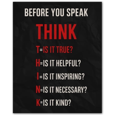 Think Before You Speak - Motivational Wall Art poster Inspirational Quote Poster for Office Classroom or Gift poster