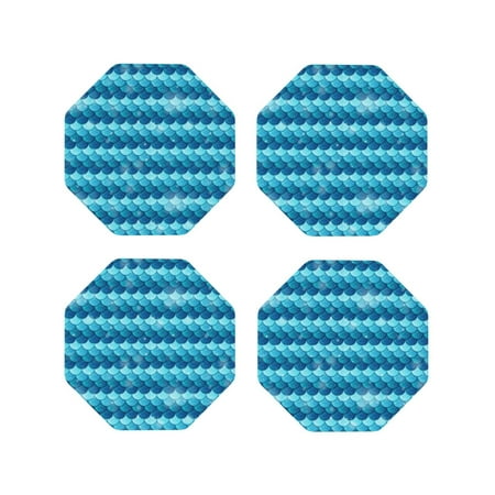 

Tideii Pearlescent Scales for Leather Coasters 4 Pieces Anti-fouling and Anti-scalding Decorative Coasters Suitable for Restaurants Kitchens Coffee Shops-Octagon