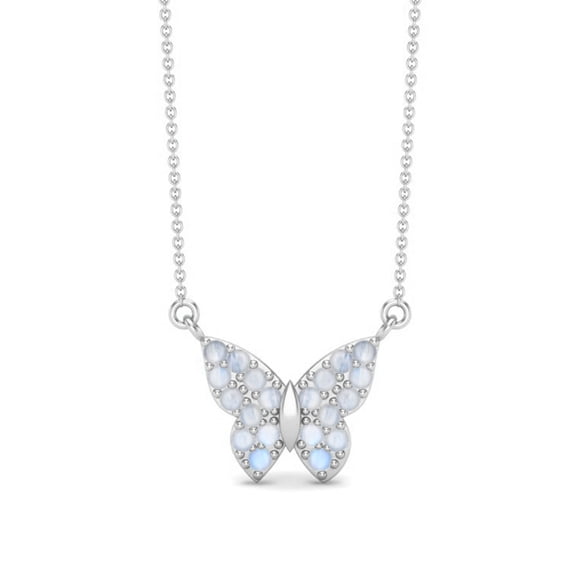 2.40 Cts Round Moonstone 925 Sterling Silver Dragonfly Butterfly Women's Chain Necklace