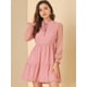 thumbnail image 2 of Minivestido Allegra K tipo babydoll de lunares suizos con volantes y cuello anudado Rosa S, 2 of 6