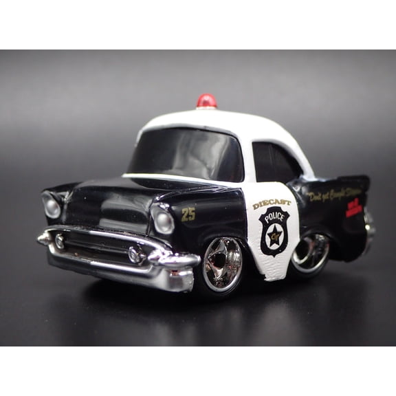 Open Box 1957 57 CHEVY CHEVROLET BEL AIR TUNED POLICE 1:64 SCALE DIECAST MODEL CAR.