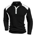 thumbnail image 1 of pstuiky camisetas de manga larga para hombre, Camiseta de manga larga con cuello de solapa y botones para hombre, color liso top de hombre s, 1 of 7
