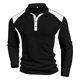 thumbnail image 1 of pstuiky camisetas de manga larga para hombre, Camiseta de manga larga con cuello de solapa y botones para hombre, color liso top de hombre s, 1 of 7