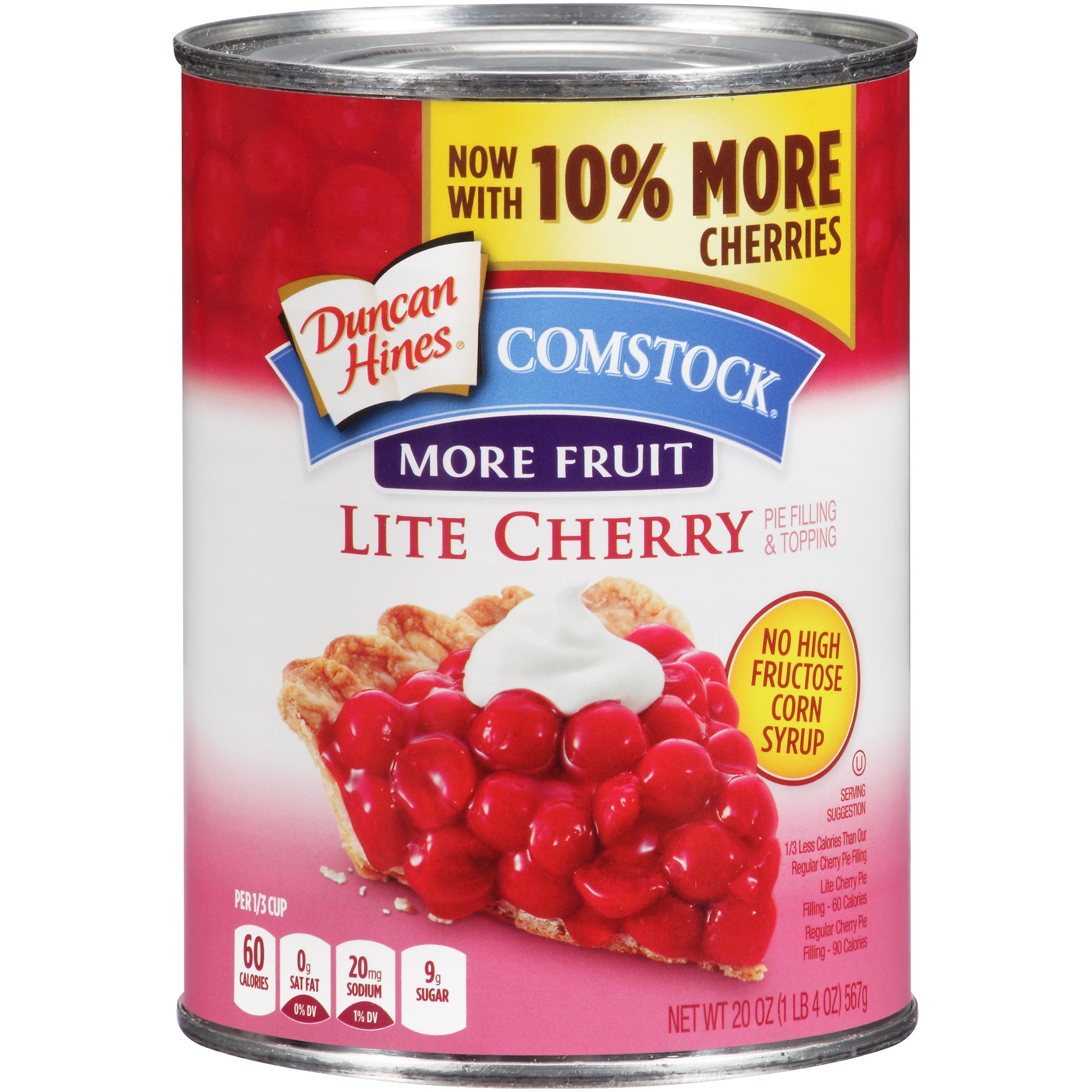 Duncan Hines Comstock More Fruit Lite Cherry Pie Filling & Topping 20 oz. Can by Pinnacle Foods
