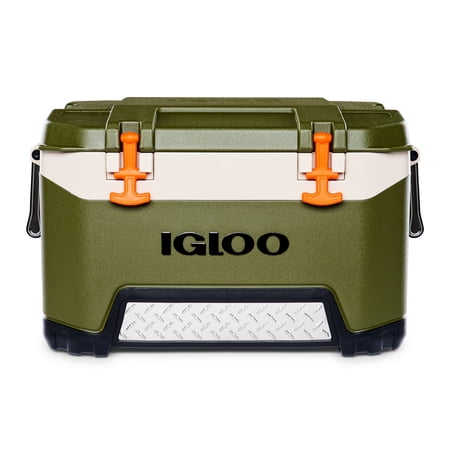 Igloo 52 Qt. BMX Hard Sided Ice Chest Cooler, Green and Orange, 25.98" x 16.34" x 16.54"