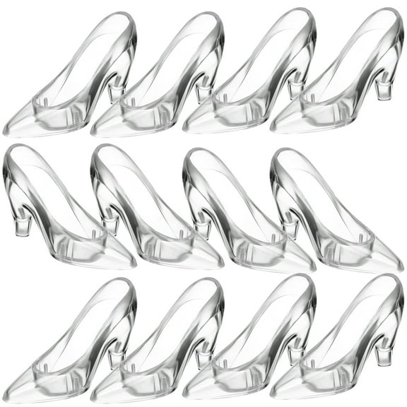 Princess Ornaments,12Pcs Crystal Shoes Decors Clear High Heels Decors Clear Slipper Decors Party Favors