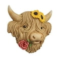 thumbnail image 4 of EHJRE Highland Cow Decor Collectible Highland Cow Head Statue for Farm Garden Home Yellow, 4 of 9