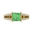 thumbnail image 2 of 2.48ct princess cut green Zircon 18k yellow gold Bridal Wedding Engagement Promise Anniversary Ring for Women size 6.75, 2 of 7