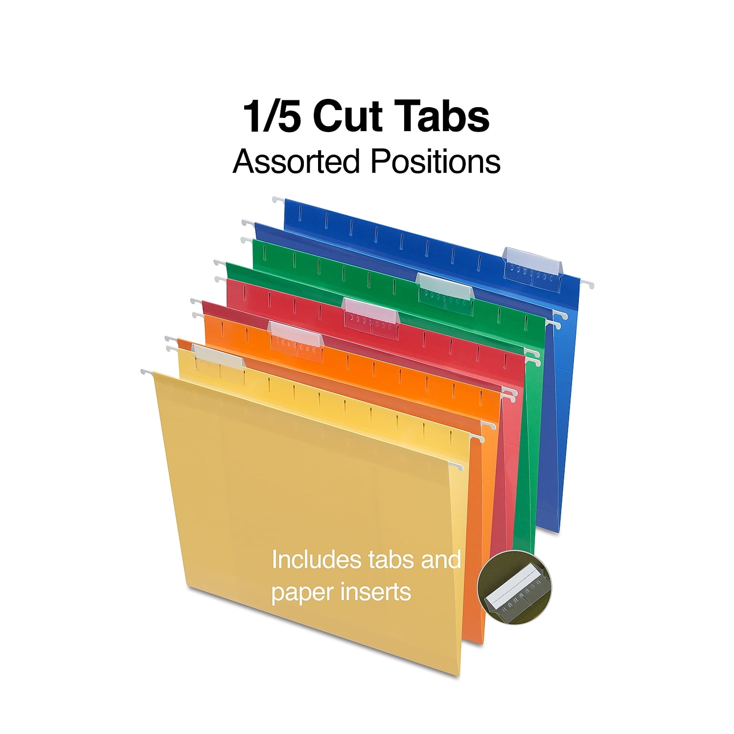 Staples Hanging File Folders 5-Tab 2" Expansion Letter Sz Asst Colors 25/BX 884239