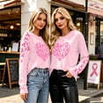 thumbnail image 4 of Breast Cancer Shirts for Women Breast Cancer Awareness Long Sleeve T Shirt, Graphic Tee Fall Casual Long Sleeve T-shirt Support Squad Breast Cancer Casual Tops Pink XXL, 4 of 6