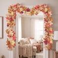 thumbnail image 4 of 69" Artificial Fall Maple Leaf Garland, Realistic Autumn Foliage Vine, Indoor Outdoor Hanging Decor for Fireplace Mantel, Front Door, Thanksgiving Halloween Harvest Party Home Decor (Beige), 4 of 6