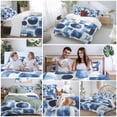 thumbnail image 5 of 3 Piece Blue Geometric Duvet Cover Set Full Size,Microfiber Comforter/Quilt Cover with Corner Ties and 2 Pillowcases,Modern Abstract Vintage Art Aesthetic All Season Soft Bedding with Zipper Closure, 5 of 8
