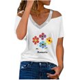 thumbnail image 1 of Camisetas Casuales para Mujeres Correa de Hombro de Verano Camiseta con Cuello en V, Manga Corta Top Ligero para el Hogar Y la Fiesta, 1 of 7