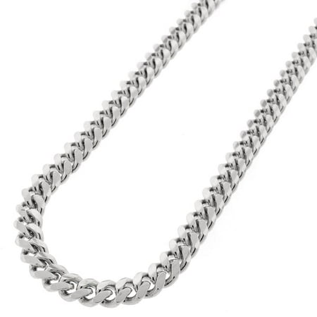24 Vintage Silver Plated - .925 Sterling Silver 6.5mm Solid Miami Cuban Curb Link Rhodium Plated Chain Necklace 24