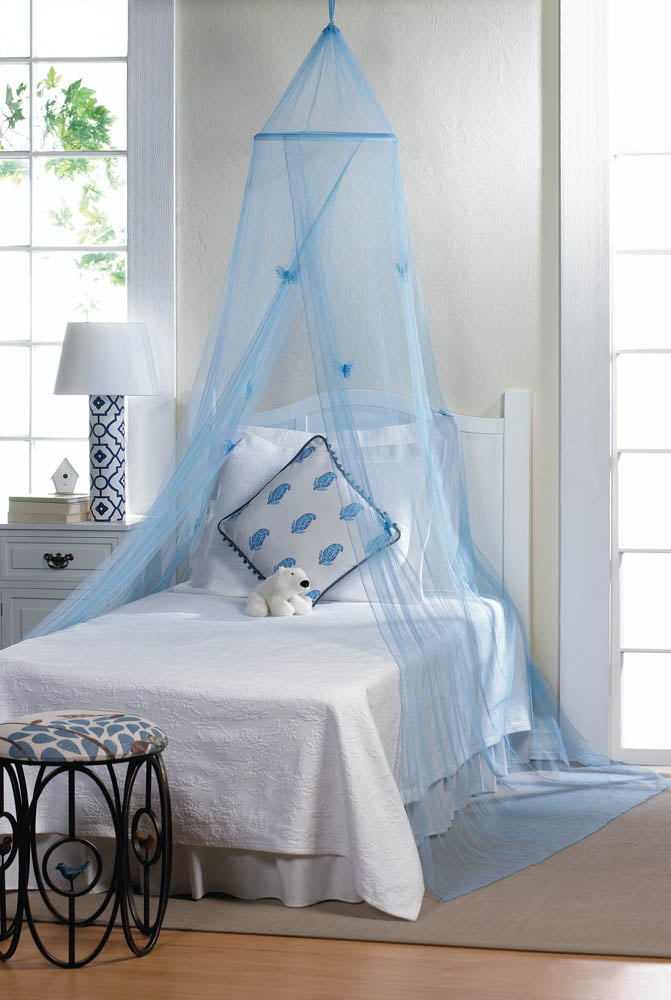 Bed Canopy Queen Blue Polyester Hanging Bed Canopy Netting