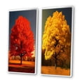 thumbnail image 3 of Designart "Yellow Countryside Beauty of a Magnificent Tree" Landscape Trees Framed Wall Art Set Of 2 - Traditional Red Framed Canvas Set For Living Room Decor, 3 of 6