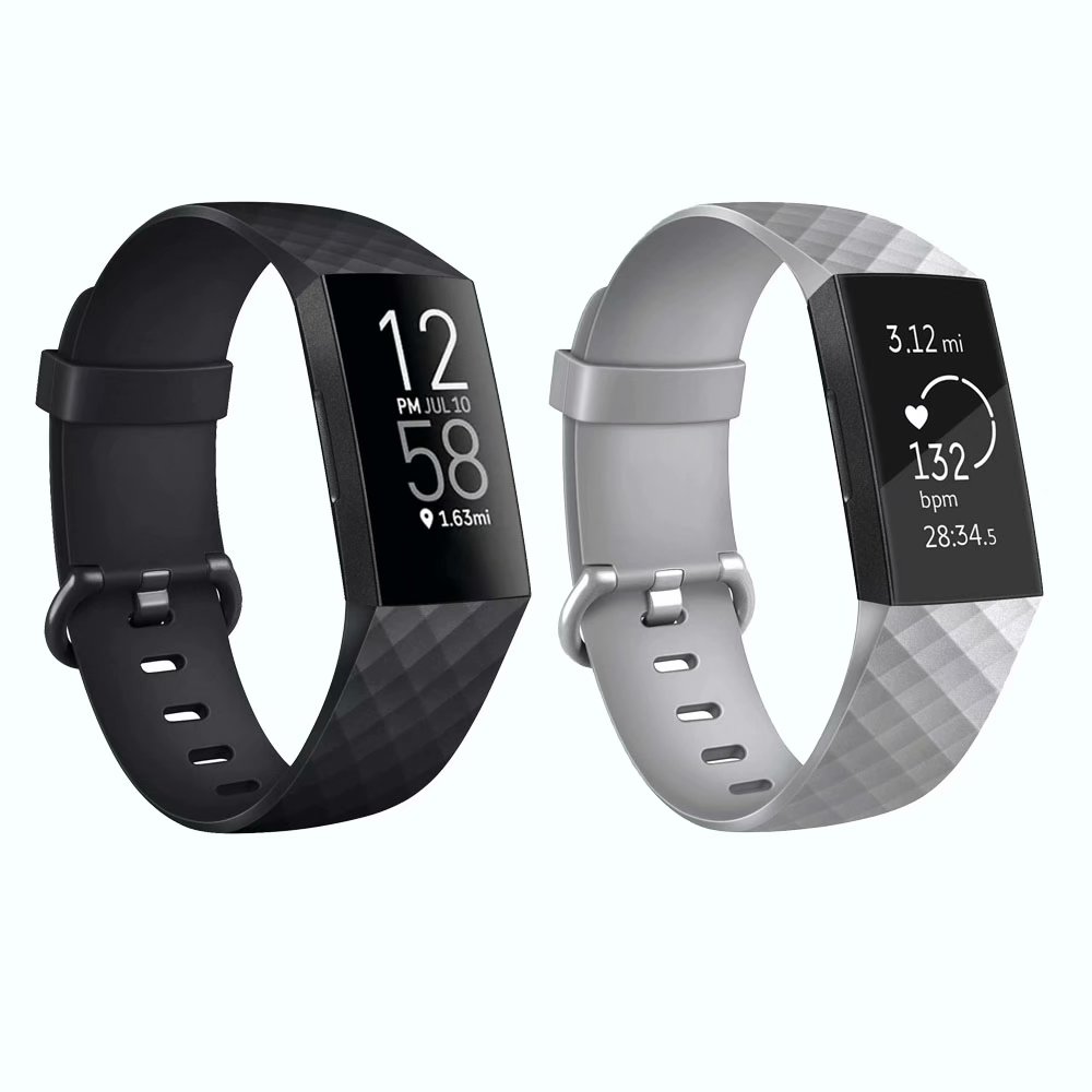 fitbit Charge 3 Silicone strap monochrome watch bracelet with smart