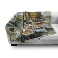 thumbnail image 3 of Marine Soft Flannel Fleece Throw Blanket, Naples Small Boats at Historical Italian Coast Heritage Castle Nautical Artwork, Cozy Plush for Indoor and Outdoor Use, 60" x 80", Multicolor, by Ambesonne, 3 of 6