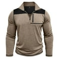 thumbnail image 3 of UVEASISHA Men's Casual Quarter Zip Pullover Long Sleeve Golf Collar T-Shirts Lightweight Slim Fit Fall Tops 2025 Fashion Color Block Workout Shirts Back to School Sales Today Khaki XL, 3 of 9