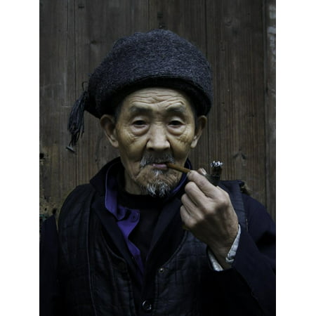 An Old Man Smoking Pipe, China Print Wall Art By Ryan
