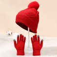 thumbnail image 3 of Eoperou 1 Set Autumn Winter Unisex Hat Scarf Gloves Fleeced Lined Fashion Pattern Plush Ball Knitted Beanies Cap for Outdoor, 3 of 8