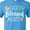thumbnail image 4 of Inktastic Lucky Blessed and Loved Horseshoe Clover Hearts T-Shirt, 4 of 5