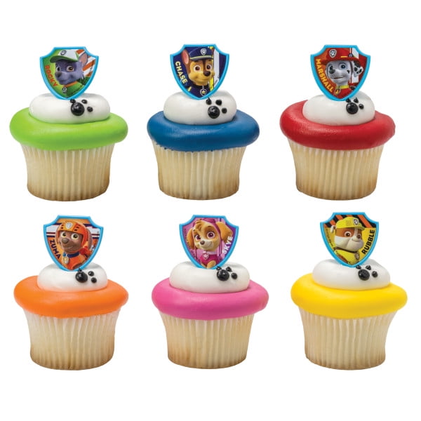 12 pcs PAW PATROL PUPS DOGS CUPCAKE CAKE JELLY CUP TOPPERS CUTE FUN PARTY  DECOR 
