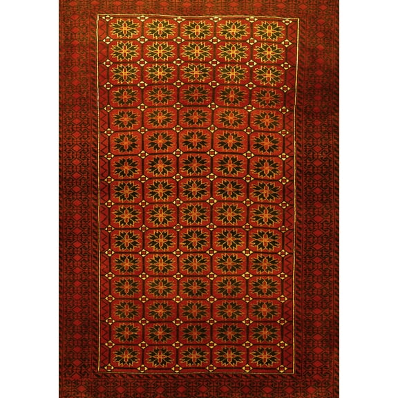 Ahgly Company Machine Washable Indoor Rectangle Persian Yellow Traditional Area Rugs, 5' x 7'