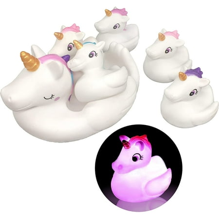 HTWW Unicorn Bath Toys, 4 Packs Water Spray Toys and 3 Packs Light Up ...