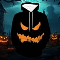 thumbnail image 2 of felwors Unisex Oversized Hoodie with Scary Pumpkin Print - Halloween Casual Pullover with Kangaroo Pocket Black, XL, 2 of 3
