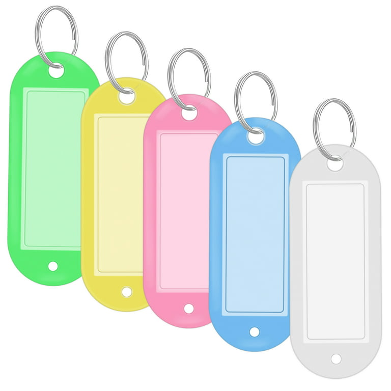 Homelove Plastic Key Tags,50 Pcs Key Labels with Ring and Label Window,Key  Identifiers for Name,Key Chain ID Tags for Luggage/Organized Tours,  Travels, Home, Office Classification Label ,10 Colors 
