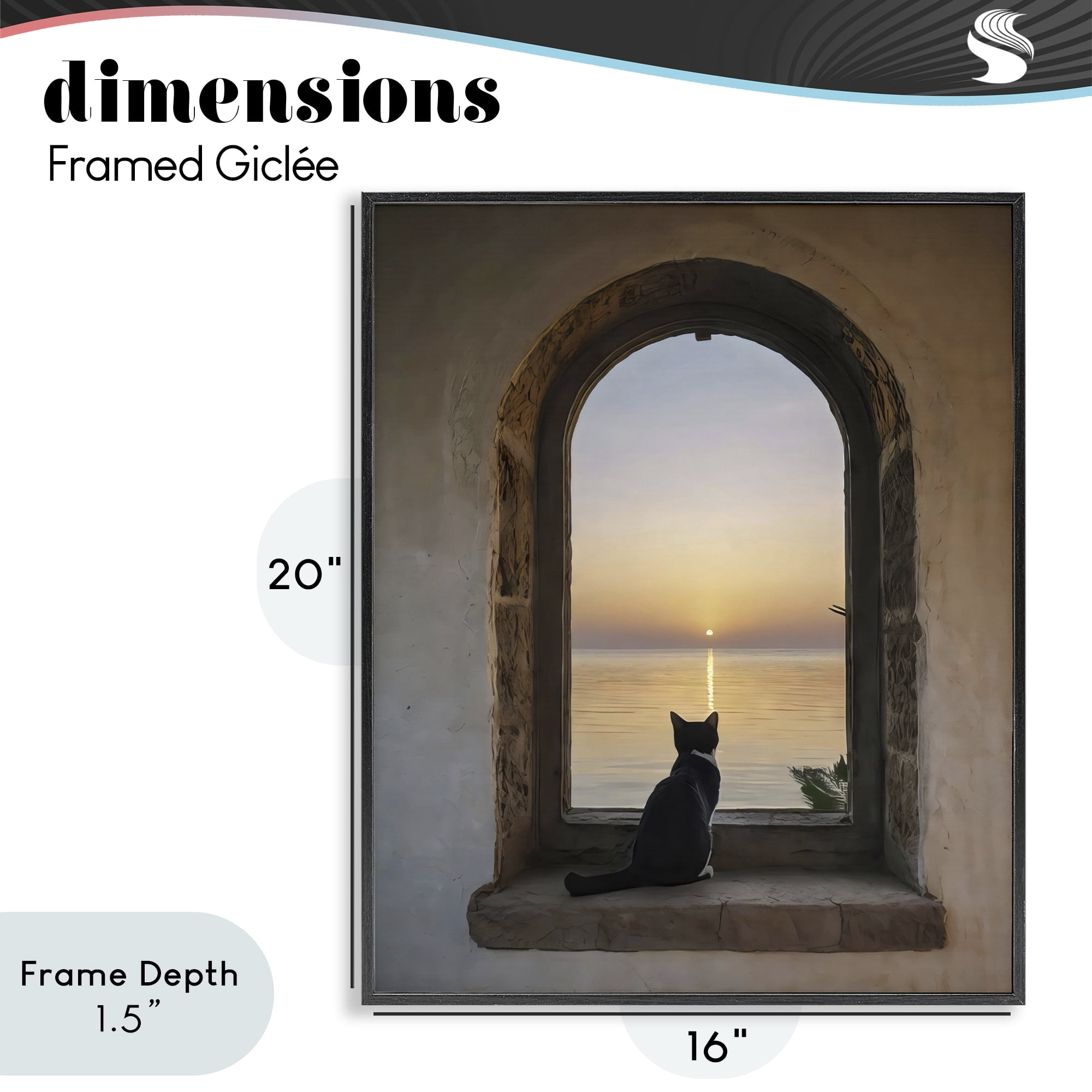 Stupell Industries Cat Overlooking Water at Sunset Black Framed Giclee Art, design by Creative Studio