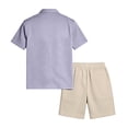 thumbnail image 6 of Men's Summer Color Matching Set Beach 2 Piece Outfits Solid Cruise Button Down Shirt and Short Sets, 6 of 6
