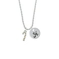 thumbnail image 2 of Delight Jewelry Two-tone 3-D Candy Cane Silvertone Script Initial Disc - H - Charm Necklace, 20"+3", 2 of 4