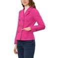 thumbnail image 5 of INSPIRE CHIC Women's Winter Worsted Notched Lapel Double Breasted Overcoat L Hot Pink, 5 of 7