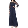 Alex Evenings Womens Beaded Long A-Line Sweetheart Neck Dress 8 Navy - NWT $215