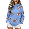 thumbnail image 2 of NMMUED Game Day Football Sweatshirt Women Graphic Hoodie Casual Fall Winter Pullover Sports Fan Long Sleeve Tops Light Blue XL, 2 of 5