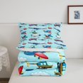 thumbnail image 4 of Aircraft Comforter Set Cartoon Airplane Print Comforter Helicopter Flying Plane Bedding Set Travel Decor Duvet Set Cute Colorful Planes Room Decor Twin Size Quilt Set, 4 of 6