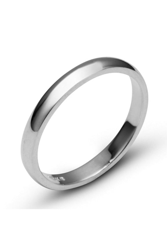 14k White Solid Gold 4mm Comfort Fit Domed Plain Men's Women's Wedding Band
