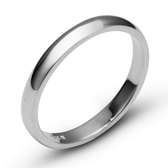 10k White Solid Gold 4mm Comfort Fit Domed Plain Men's Women's Wedding Band