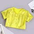 thumbnail image 5 of Rhuody 12-14 Years Girls Clothes Lapel Short Sleeve T Shirt Sequin Glitter Fashion Tops Spring Soft Daily Wear Gold, 5 of 5