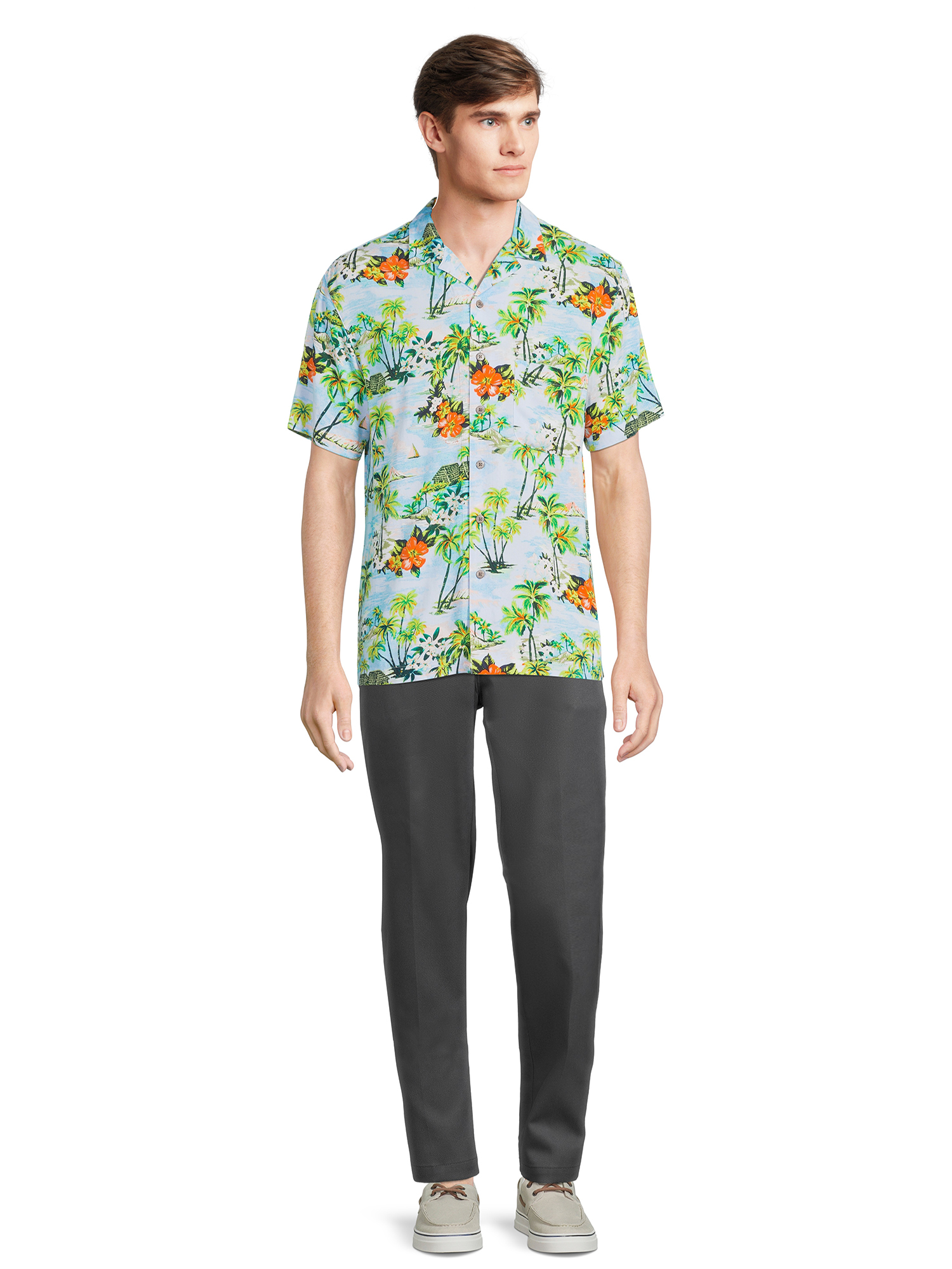 George Men’s Printed Short Sleeve Button Down Shirt