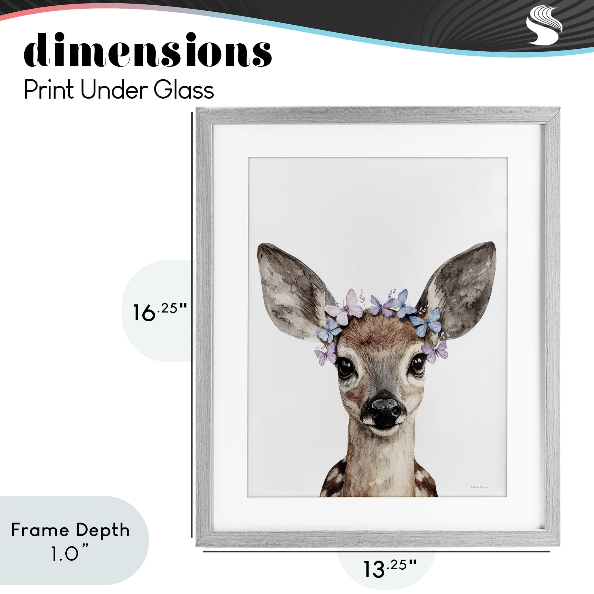 Stupell Industries Fawn & Butterfly Wings Gray Framed Print Under Glass, design by Svetlana Aleynikova