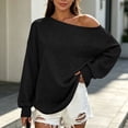 thumbnail image 6 of ZGRBOU Womens Off Shoulder Sweatshirts Oversized Long Sleeve Pullover Fall Asymmetric Neck Drop Shoulder Tops, 6 of 7
