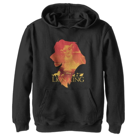 Boy's Lion King Simba Profile  Pull Over Hoodie Black Medium