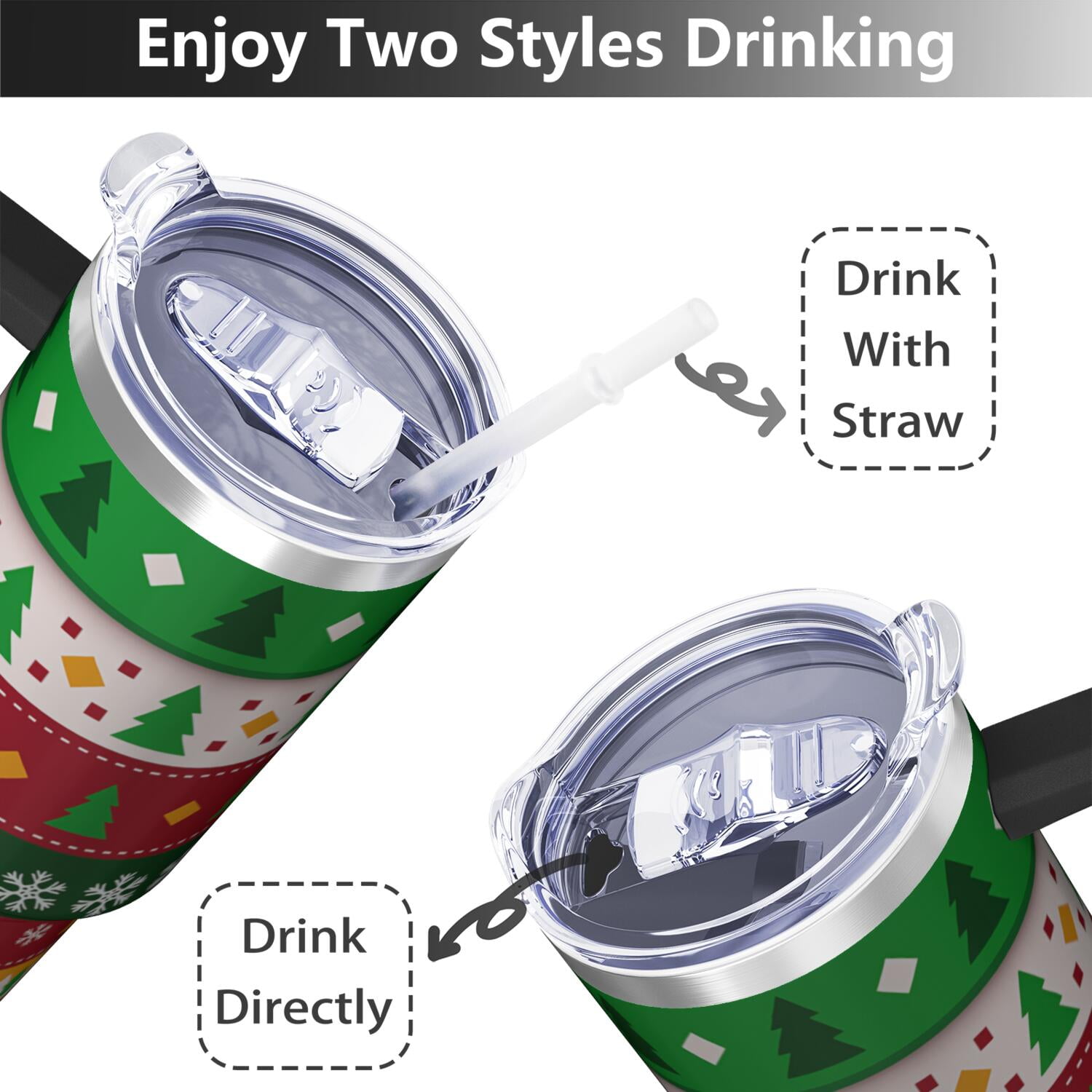 1pc 40 oz Christmas Tumbler with Lid and Straw Stainless steel Insulated tumblers Cute water bottle Travel/Gym coffee tumbler Gifts for Women/men