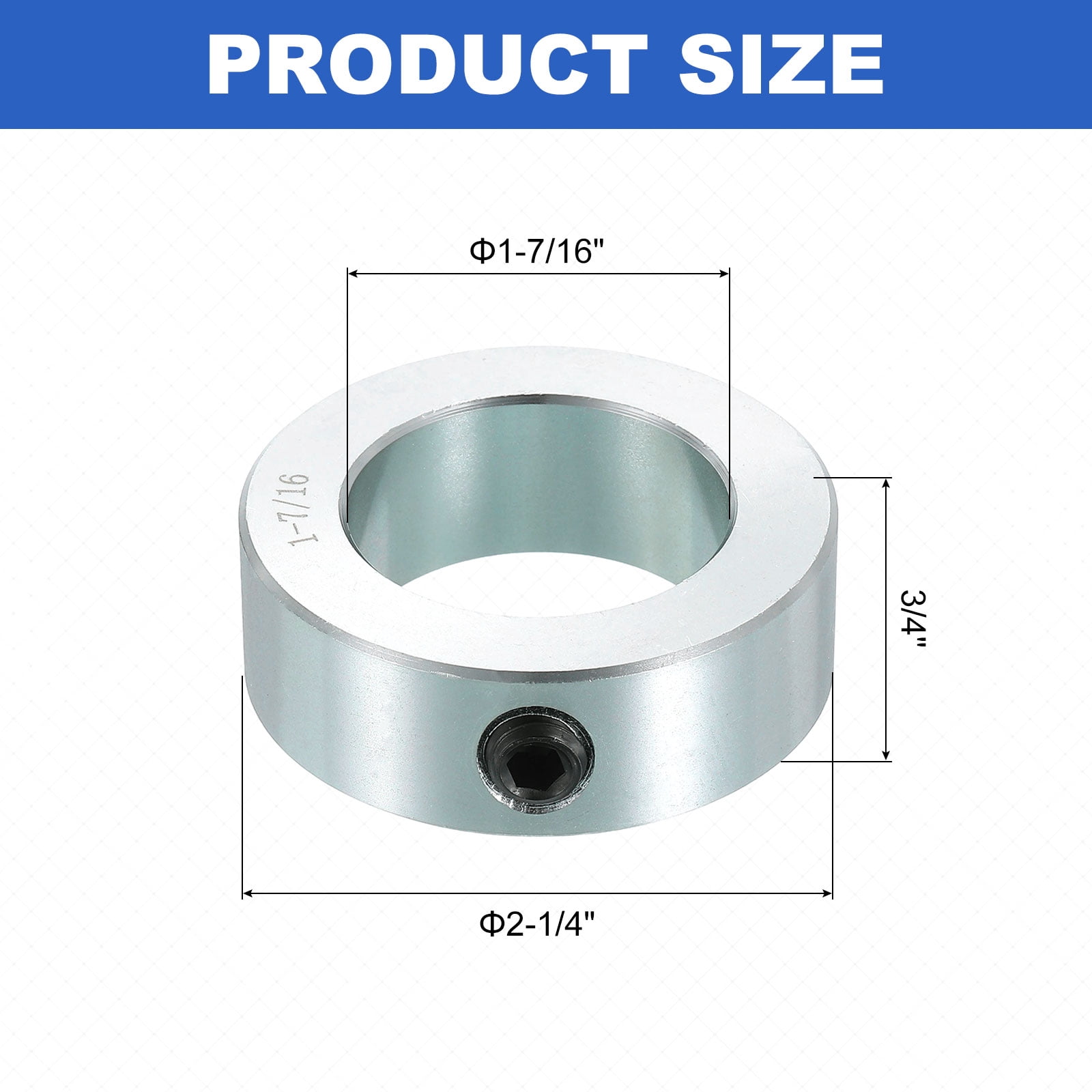 2pcs Set Screw Collars 1-7/16" Bore Carbon Steel Shaft Collars, 2-1/4" OD, 3/4" Width Lock Axle Collar Clamp