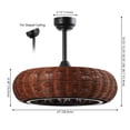 thumbnail image 4 of JONATHAN Y Cassidy 23" 6-Light Modern Bohemian 6-Speed Metal/Rattan Mobile-App/Remote-Controlled Height-Adjustable Lantern LED Ceiling Fan, Dark Brown/Black, 4 of 10