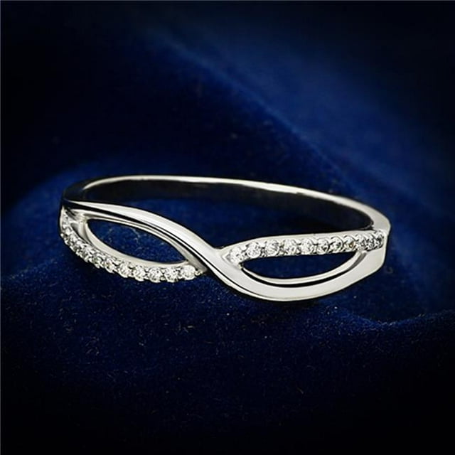 Alamode TS087-8 Femmes Rhodium 925 Bague en Argent Sterling avec AAA Grade CZ en Clair - Taille 8
